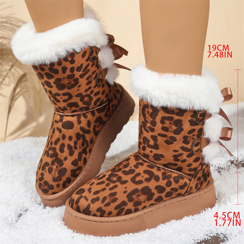 2025 new designer shoes free shipping winter half boots Non-slip outdoor casual snow boots women's velvet bow cotton shoes for warmth