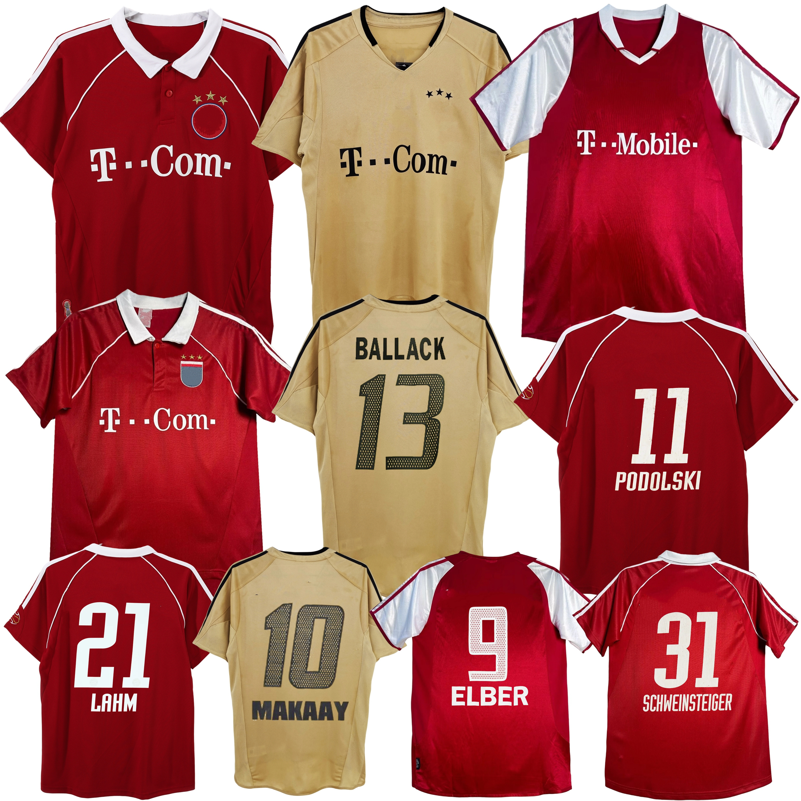 2003 2004 2005 2006 2007 Ballack Makaay Schweinsteiger retro soccer jerseys 04 05 Bayernes Municher Deisler SCHOLL ELBER away classic vintage football shirt