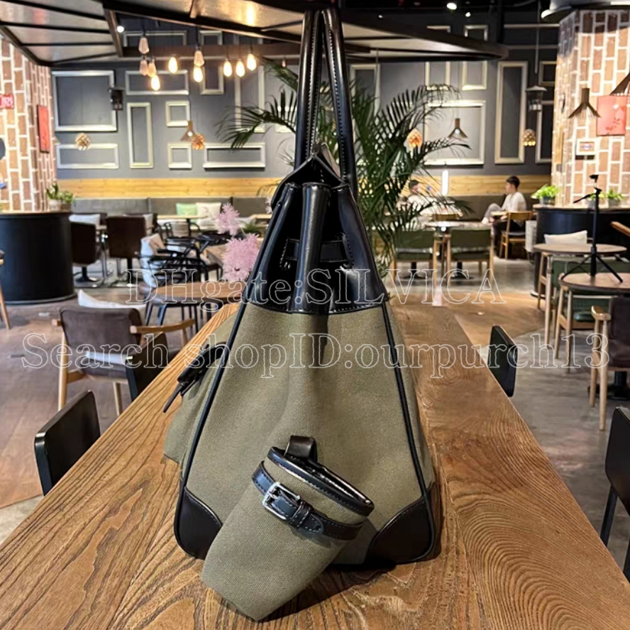 High-end designer tote brand high-capacity commuter HAC large fashion canvas bag, high-quality men's business handbag, size: 45cm.
