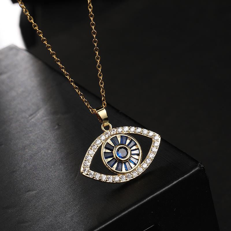 Luxury Brand Designer Jewelry European And American Hot-Selling Jewelry Titanium Steel Collarbone Chain Colorful Zircon Eye Pendant Demon Eye Necklace