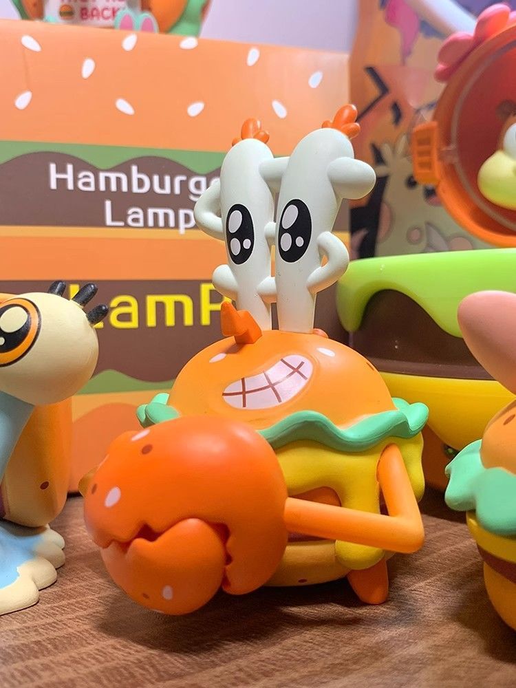 MINISO SpongeBob SquarePants blind box 6 burger series Patrick Star octopus brother figure tide play car Internet celebrity ornament gift