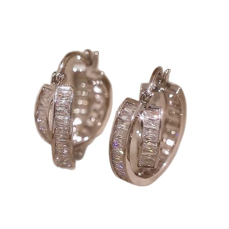 2025 Choucong Ins Top Sell Clip Earrings Luxury Jewelry Elegant Lady 925 Sterling Silver Princess Cut 5A Zircon CZ Diamond Girl Women Cross Earring Lo