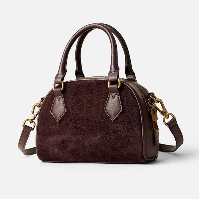 Retro Genuine Women's Suede Cowhide Leather Shoulder Bag Soft Versatile Crossbody Handbag Female Designer Supplier