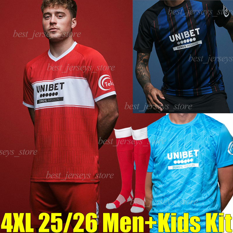 4XL 25/26 MidDLesBRoUgh Soccer Jerseys AZAZ MORRIS FRY HACKNEY McGREE N.BORGES LENIHAN HOWSON AYLING FORSS BARLASER EDMUNDSON men kids Kits sock sets football shirts