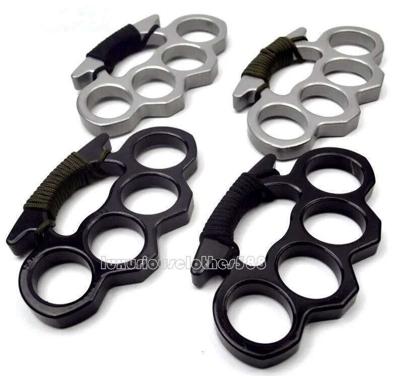 Factory direct ale 73G Thick Steel Bra Knuckle Duter with Rope Self Defene Peronal Security Women and Men Self-defene Pendant Top craftmanhip 2 9f