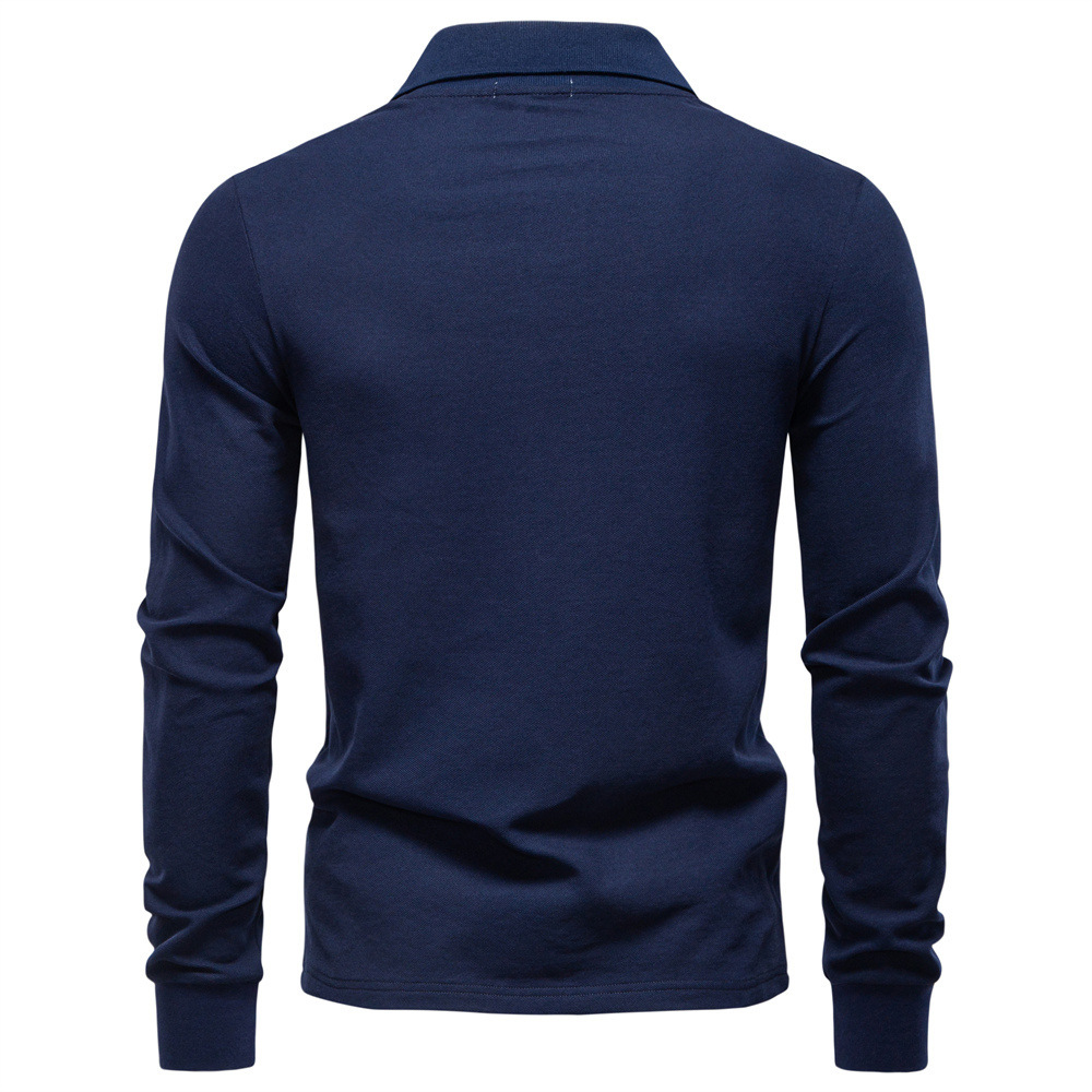 Men's Long Sleeve Polo Shirt Fashion Top 2025 Collared Shirt Casual Versatile Solid Color Polo Long Sleeve Autumn Men's European size: S-2XL