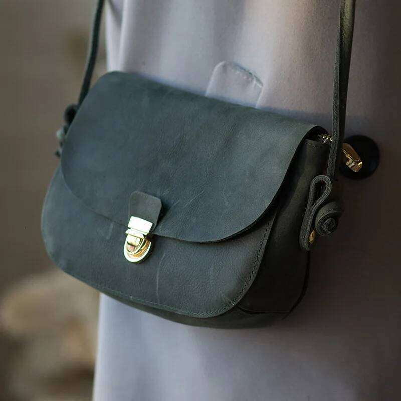 Johnature Retro Handmade Crazy Horse Leather Women Small Bag 2025 New Simple Nature Soft Cowhide Shoulder Messenger Bags