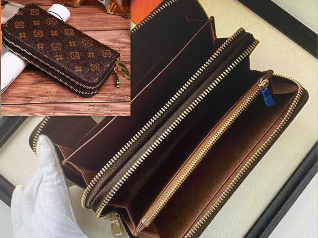 designer Zipper leather Wallets Pocket wallets long Double pull Classic Letters coin purse card holder plaid s mens designers women wallet