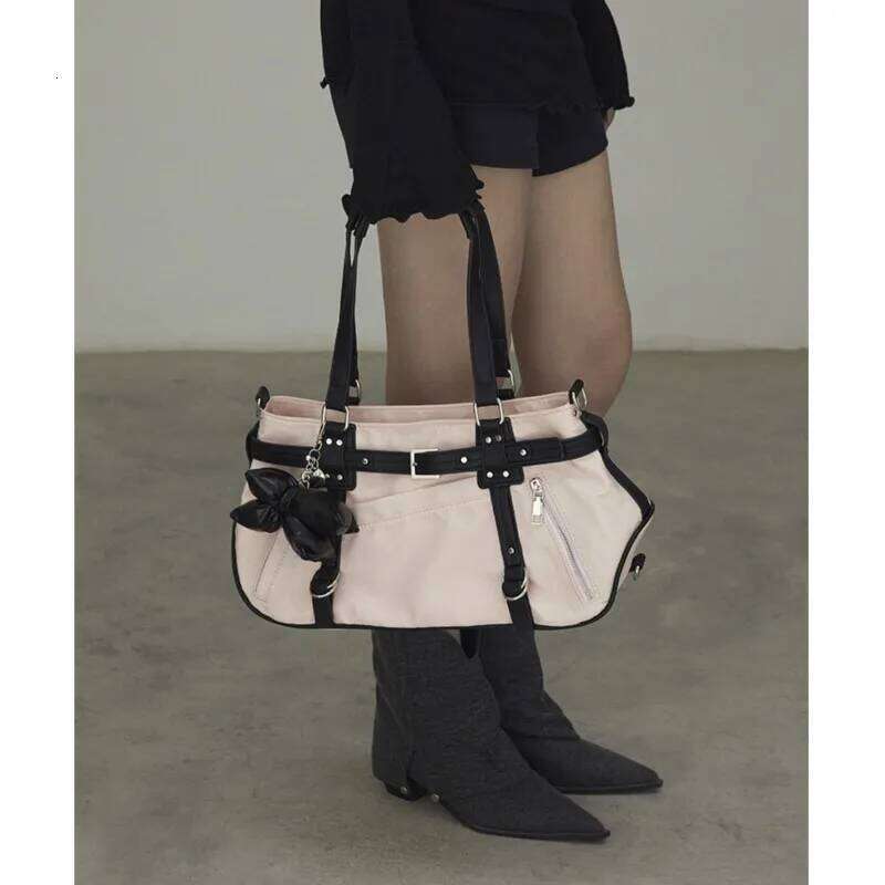 JIAERDI Haruku Leopard Print Y2k Shoulder Bags Women Hot Girls Nylon Cute Handbag Ladies Vintage Tote Underarm Bag Aesthetic