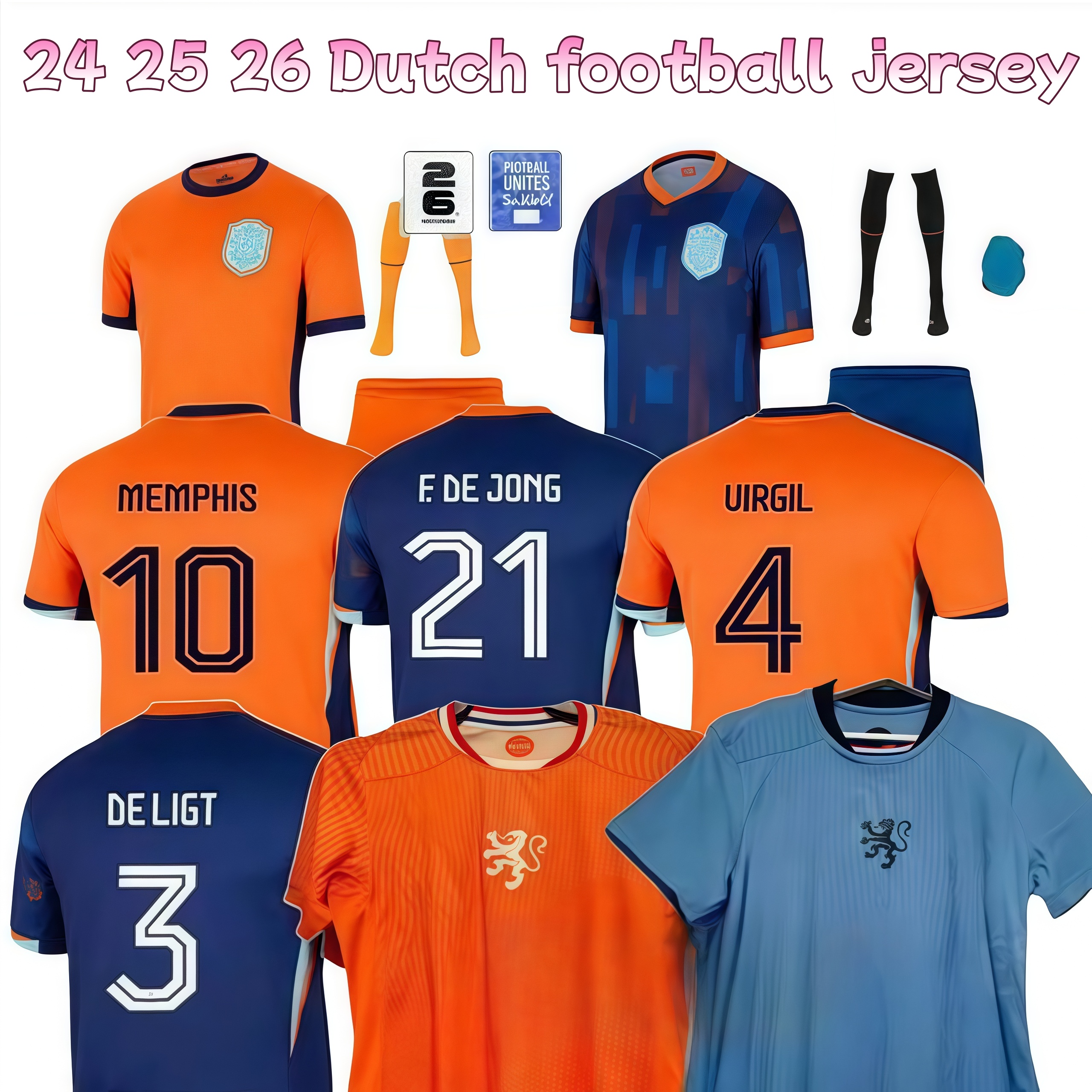 24 25 26 Dutch Soccer jerseys van Dijk de Jong de Ligt Depay Gakpo Ake Dumfries football shirt fans player Men Kids Kits Absorb sweat