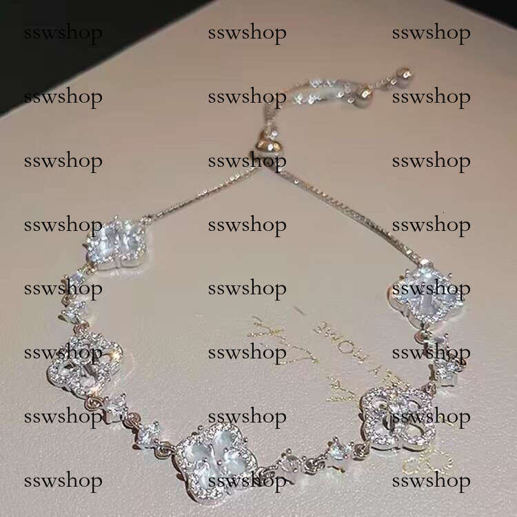 designer bracelet women Four-Leaf Clover Zircon Flower Bracelet for Women, Niche Light High-End Ring, Minimalist Style, Best Friend Gift, Hand Jewelry