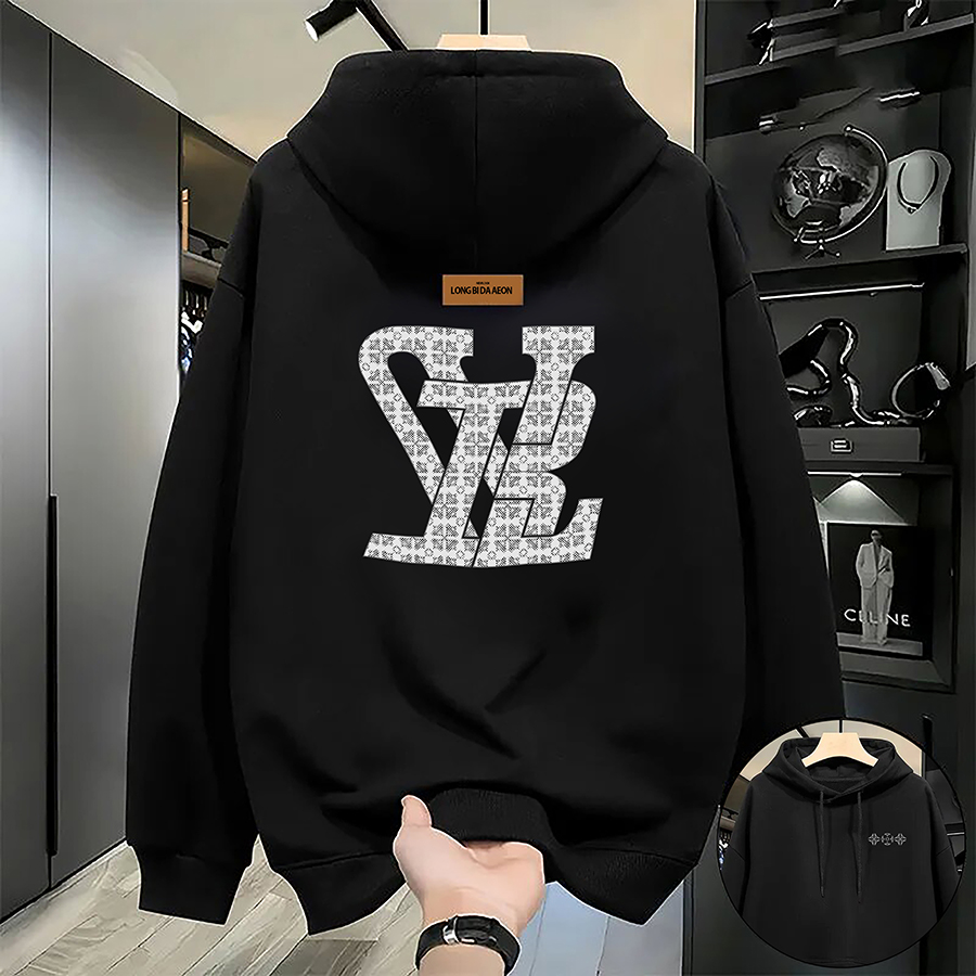 Men's Hoodie Thin or Thick Round Neck Geometric Print Loose Casual Hoodie