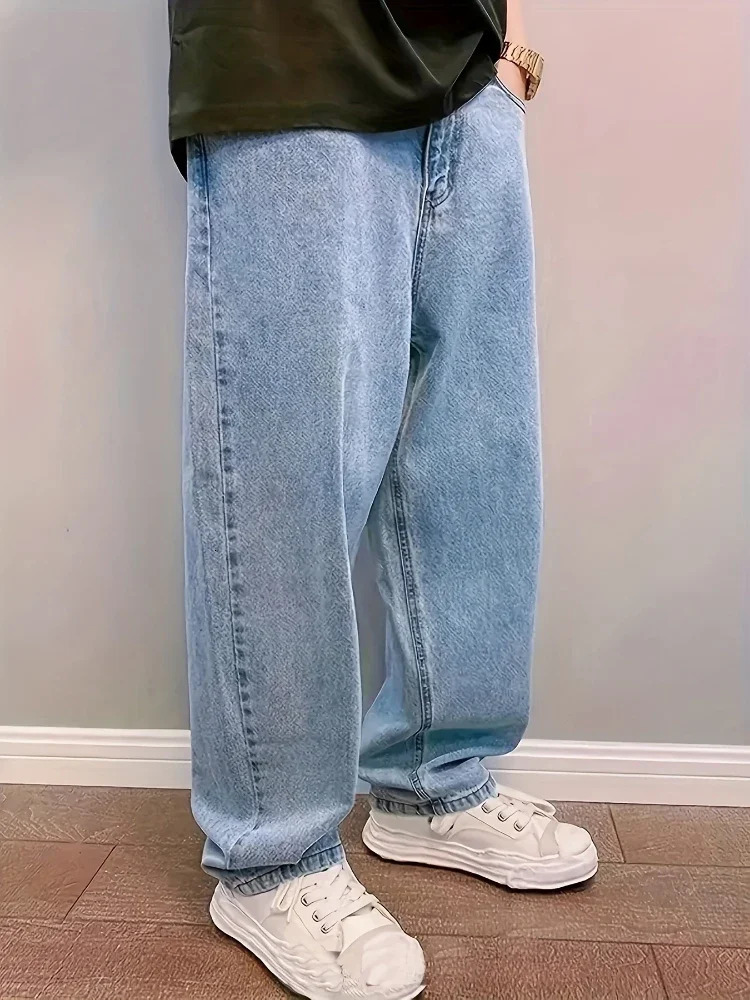 Plus Size 3XL Spring Autumn Baggy Jeans Men Fashion Oversize Casual Straight Loose Denim Trousers Y2k Streetwear Wide Leg Pants 250829