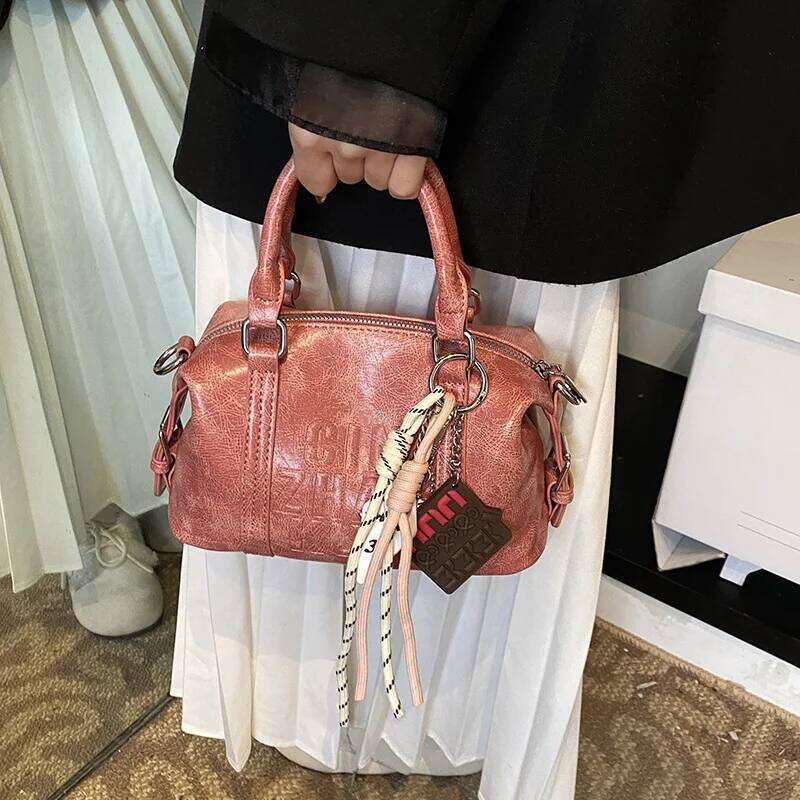 2025 Women's Minimalist Solid Color Stamped Letter Tote Bag Large Capacity Crossbody Shoulder Purse