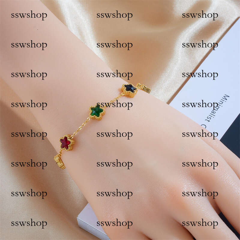 Fashion Dia-Studded Star-Shaped Accessories Chain Stainless Steel Gold-Plated Bracelet