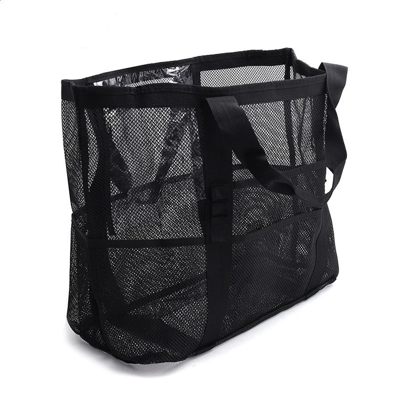 Womens Transparent Mesh Shopping Fashion Light and Versatile Large-capacity Portable Handbag Beach Mesh Bag Shoulder Bag 250305