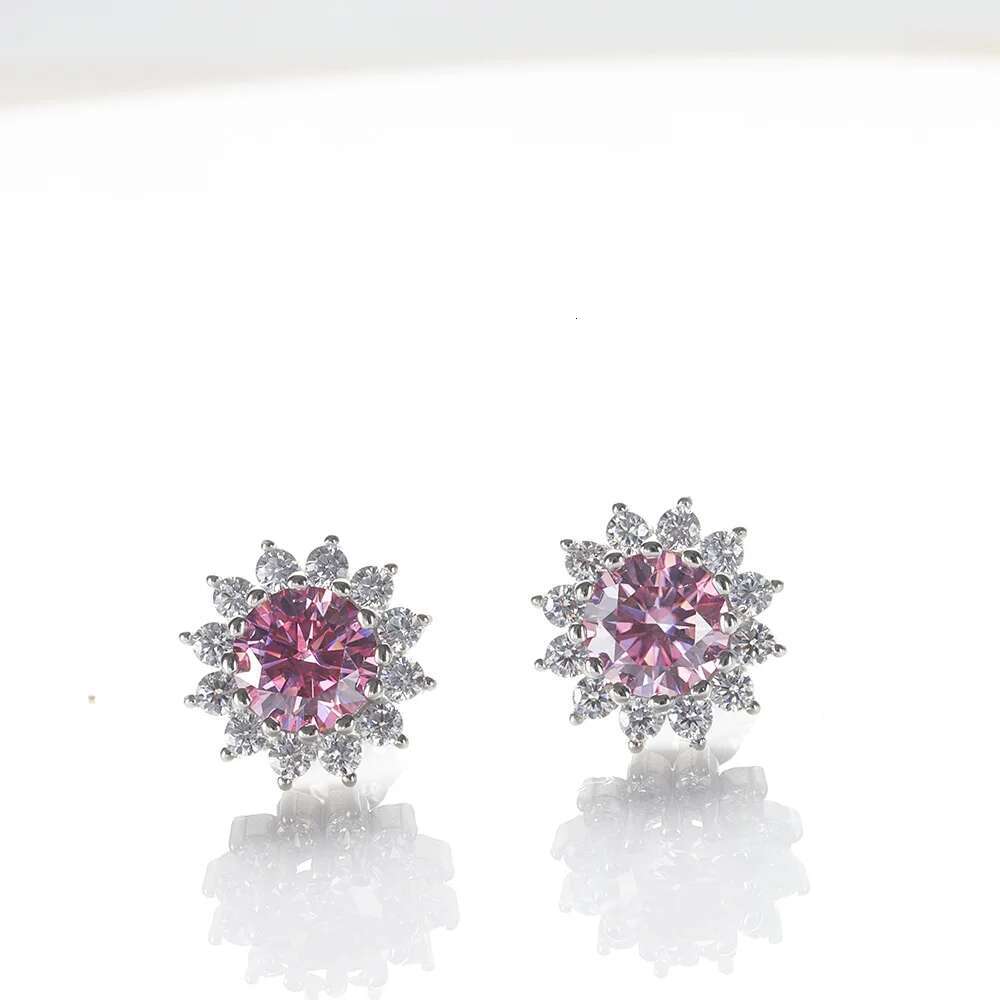wer shape 1CTX2 Moissanite Earrings for Women Lab Grown Dia Ear Studs Sterg Sier Fine Jewelry Gift
