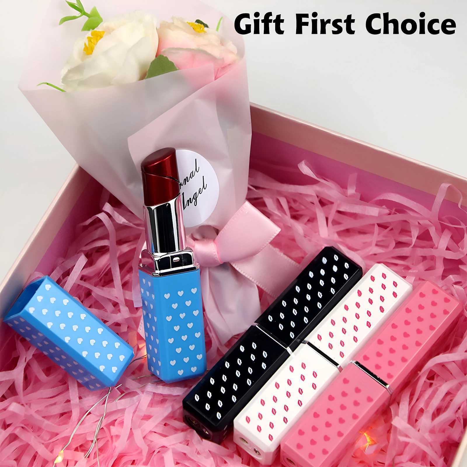 2 Pack of Cute Lipstick Lighter Soft Flame Refillable Butane Unique Gift for GirlsWomenGirlfriends (Without Butane Gas)T250301