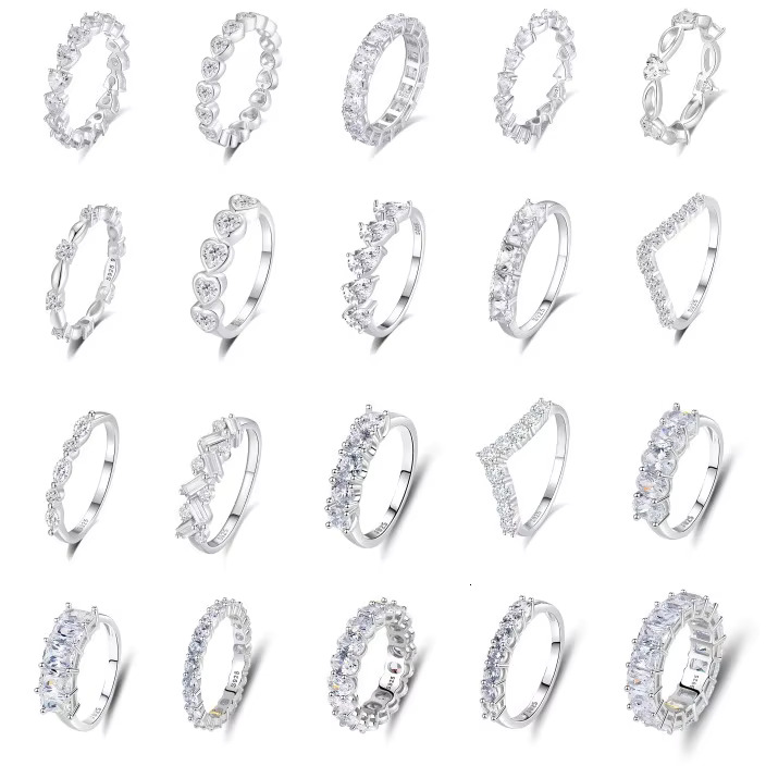 Fine Jewelry 925 Sterling Silver High Carbon Diamond Ring Jewelry for Women 925 Silver Luxury Moissanite Wedding Engagement Ring