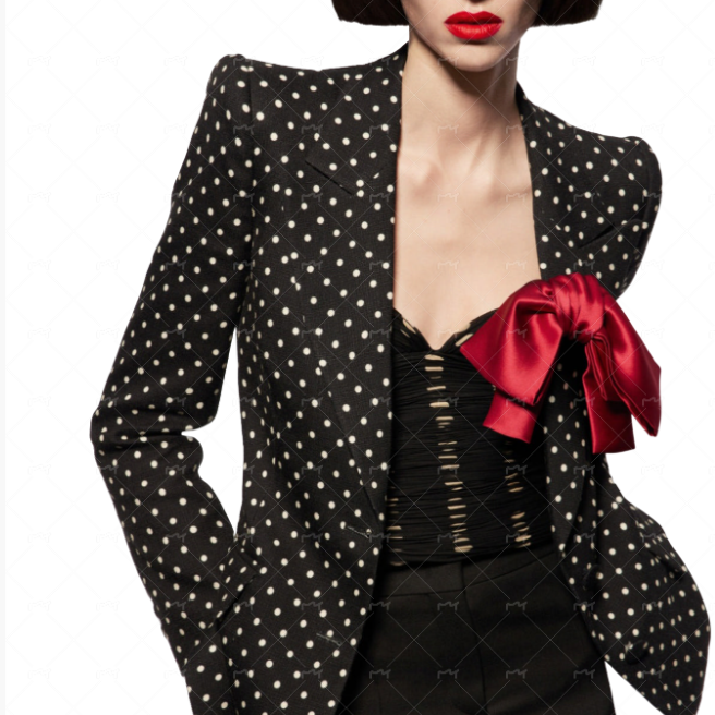 Vogue Paris 2025 Fashion Week Show jacket PLUSDEPOIS knot bow dot printCustomized Fashion Tailored clothing womens Fashion Paris