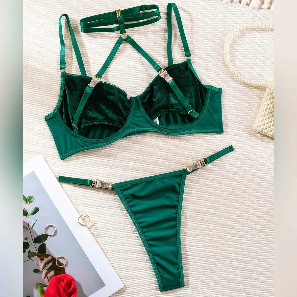 Sexy Pure Desire Style Fun Lingerie Set Women Elegant Solid Perspective Underwear Comfortable Exotic Apparel Suit Two-piece SetXJ250301