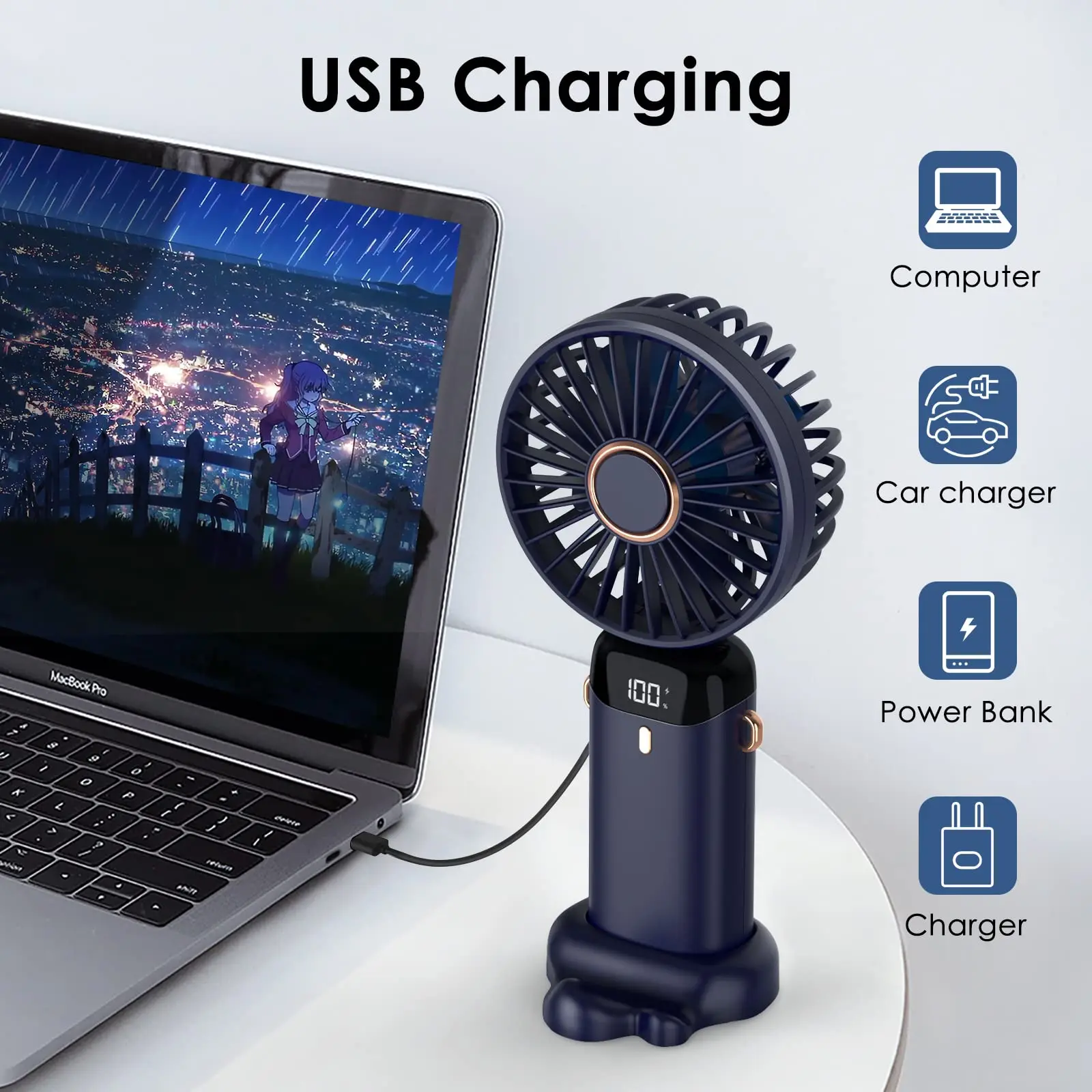 2025 Electric Fan Portable Air Conditioner Mini Cooler Rechargeable Neck Fans for Home Free Shipping Hand Usb Conditioning Blades 18000mah battery