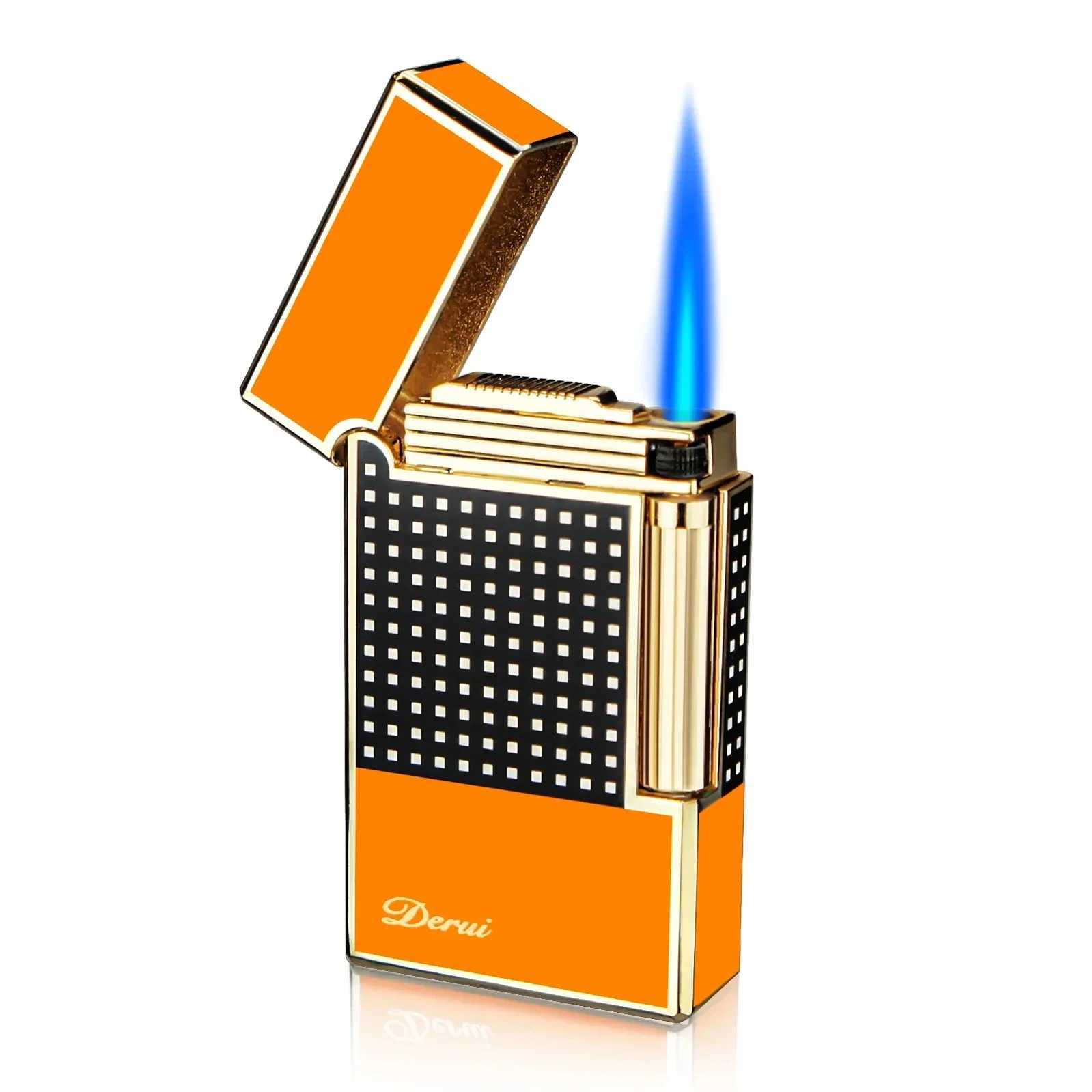 Cigar Lighter Torch Jet Blue Flame Refillable Butane Gas Flintstone Lighter with Cigar Punch Cigar Accessories for Cigars X250228