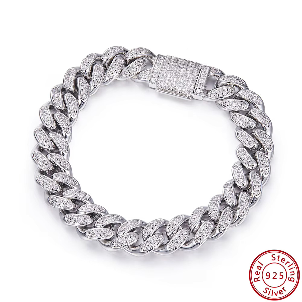 RINNTIN SMB07 Jewelry Cuban Chain Pure Sier DE Colored Silica Bracelet