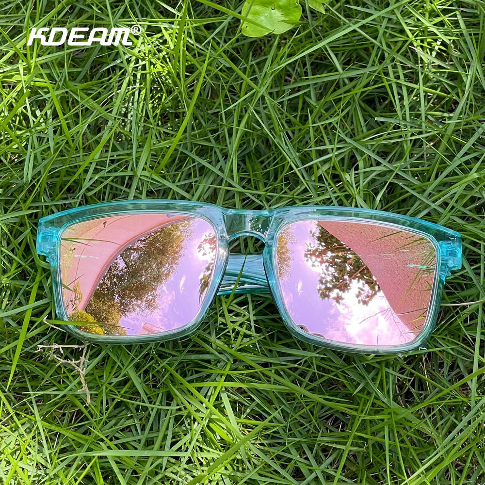 KDEAM Unisex Square Sunglasses Polarized Flash With Stylish Mirrored Pink Sun Glasses Colors KD332 250221