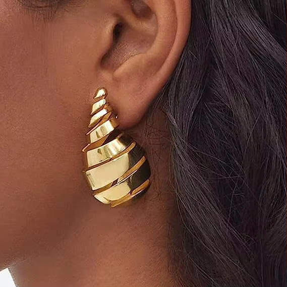 Fashion Big Large Tear Drop Stainless Steel Earrings Gold Plated Earring for Women Jewelry