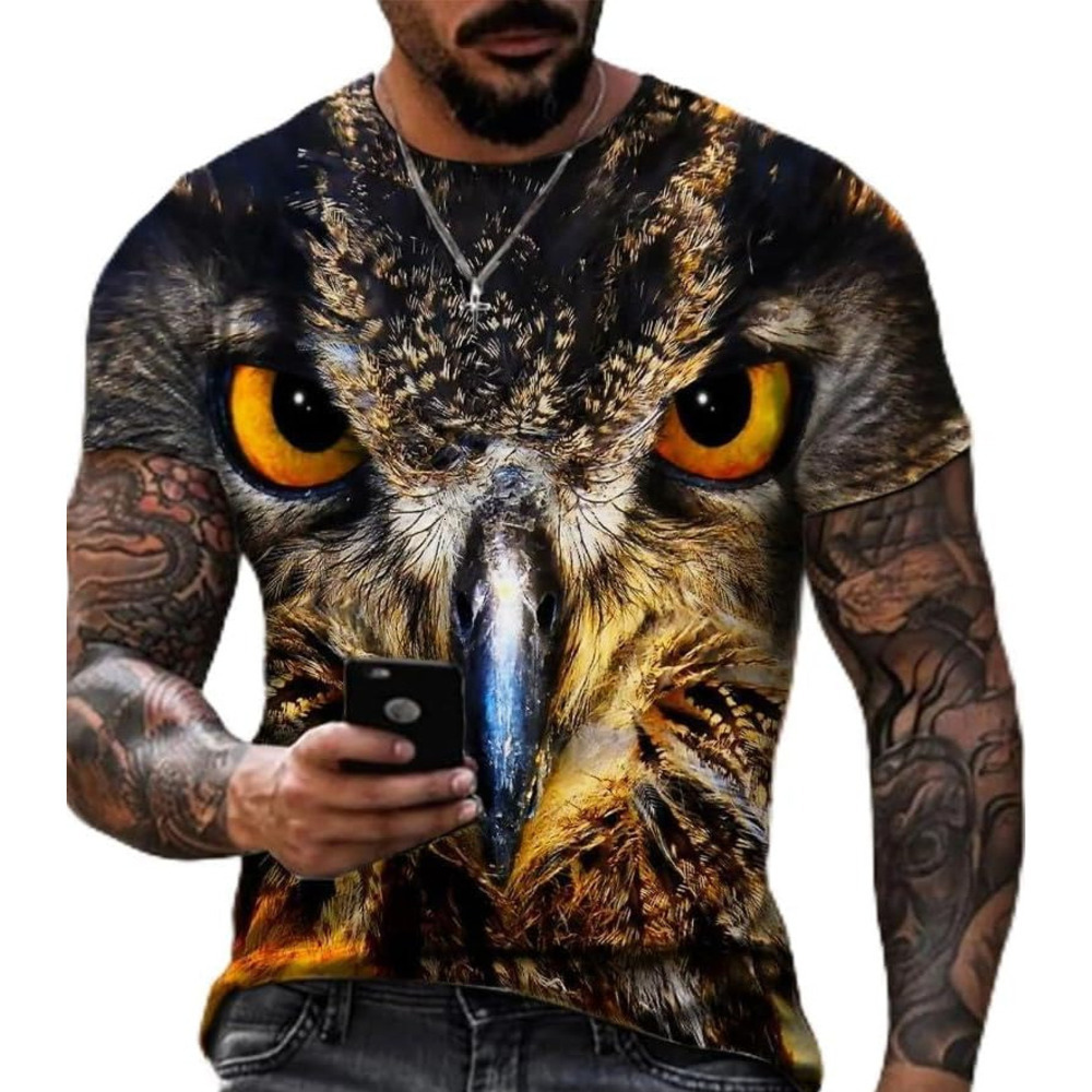 Mens T shirt Men's Fashion Owl 3D Printing T-Shirt Personality Casual Short Sleeve Animal T-Shirt tee Casual tops summer clothes Cool patterns