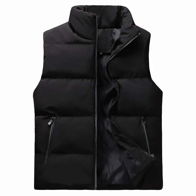 Thickened Fashionable Men's Cotton-Padded Jacket Vest2021Winter New Stand Collar Plus Size Casual Regular Feather Coat