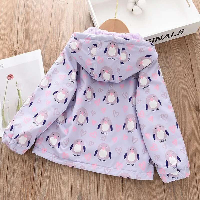 Ddmyshoesvip Girls Spring Jackets Double Faced Animal Cartoon Print Korean Coat Children Fleece Outerwear Kids Casual Costume