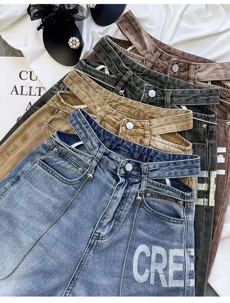 Ripped Jeans Women Female Clothing Vintage Jeans Woman High Waist Y2k Womens Pants Streetwear Denim Baggy Korean Fashion 250225