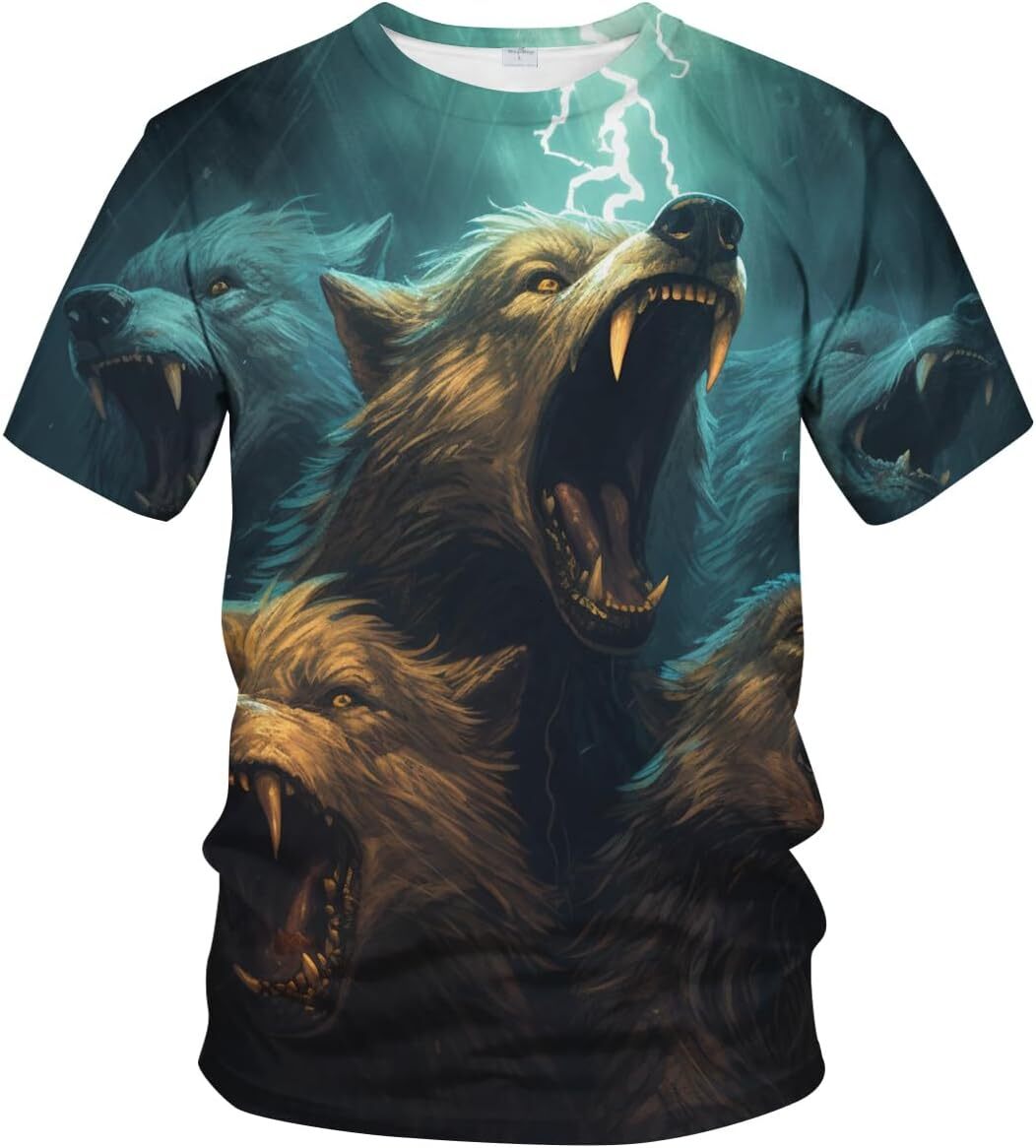 Mens T shirt 3D Print Animal Tee Men Casual Classic Wolf Round Neck Shirt T-Shirts tee Casual tops summer clothes cool
