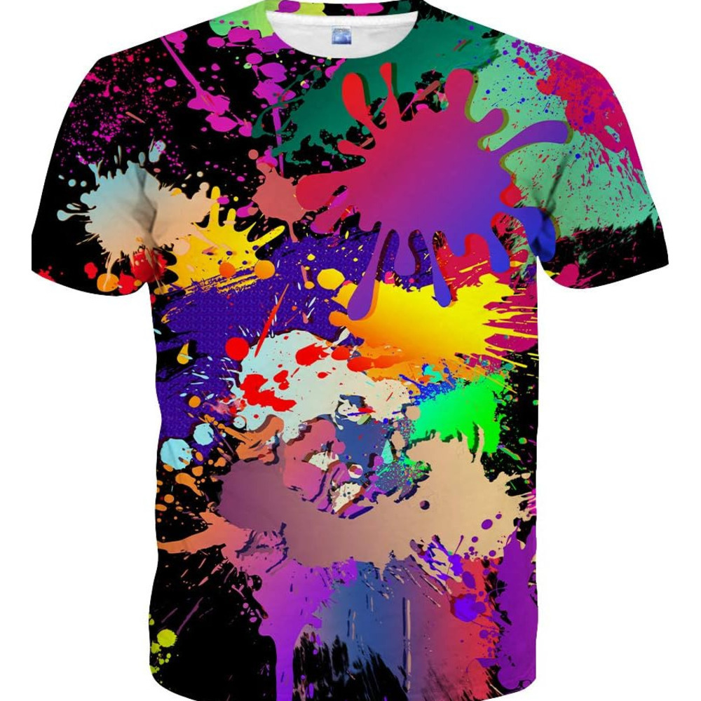 Mens T shirt Unisex 3D Print Shirts Colorful Space Graphic Tees for Men Women Teens tee Casual tops summer clothes colored pattern
