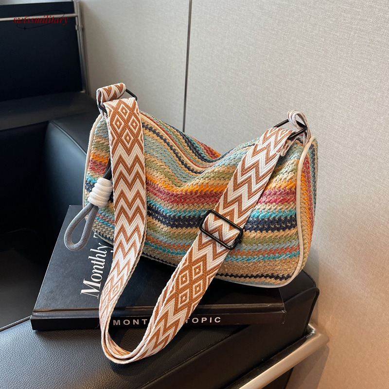 Handmade for women 2025 new trendy summer crossbody popular beach vacation shoulder grass woven bag #swissmilitary