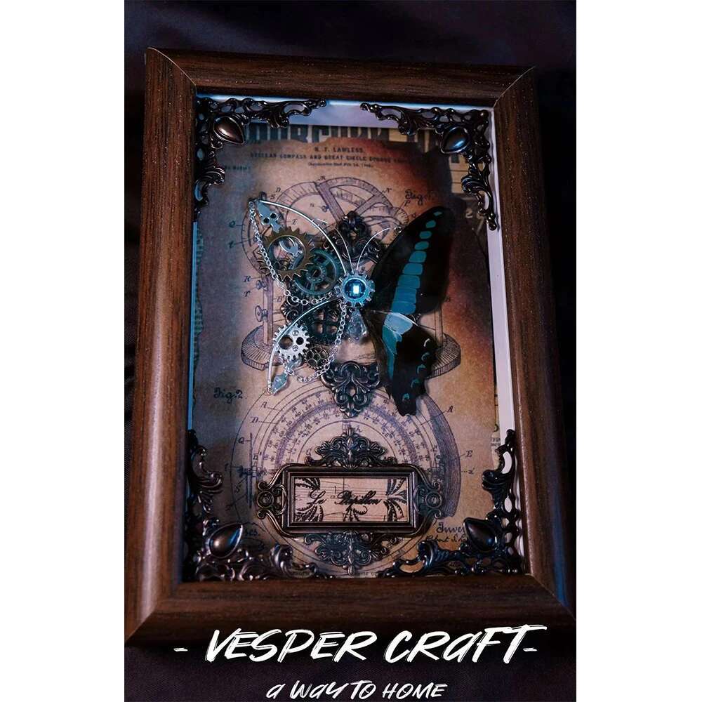 Original Nical Steampunk Retro Style Real Butterfly Specimens Ornaments Hanging Pictures Creative Gifts