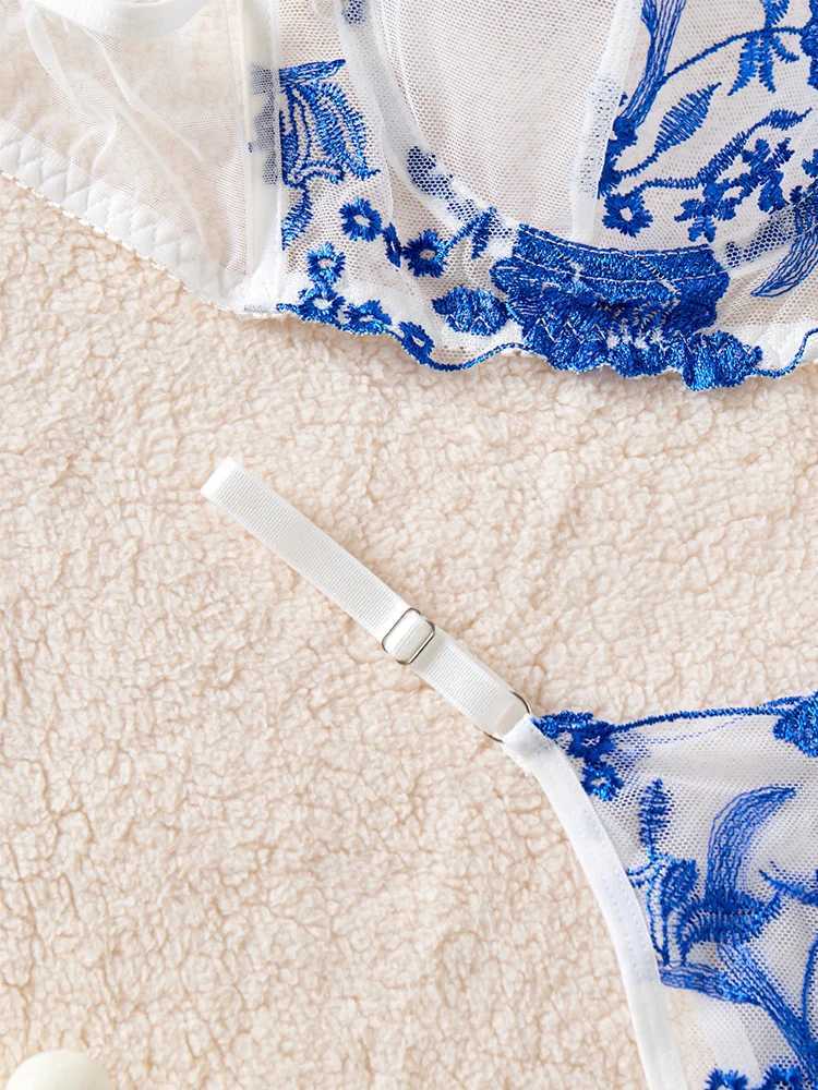 Womens Lingerie Ultra Sexy 2 Pieces Bra and Panties Sets Delicate Tulle Embroidery Fancy Underwear Intimate Transparent LingerieXJ250301