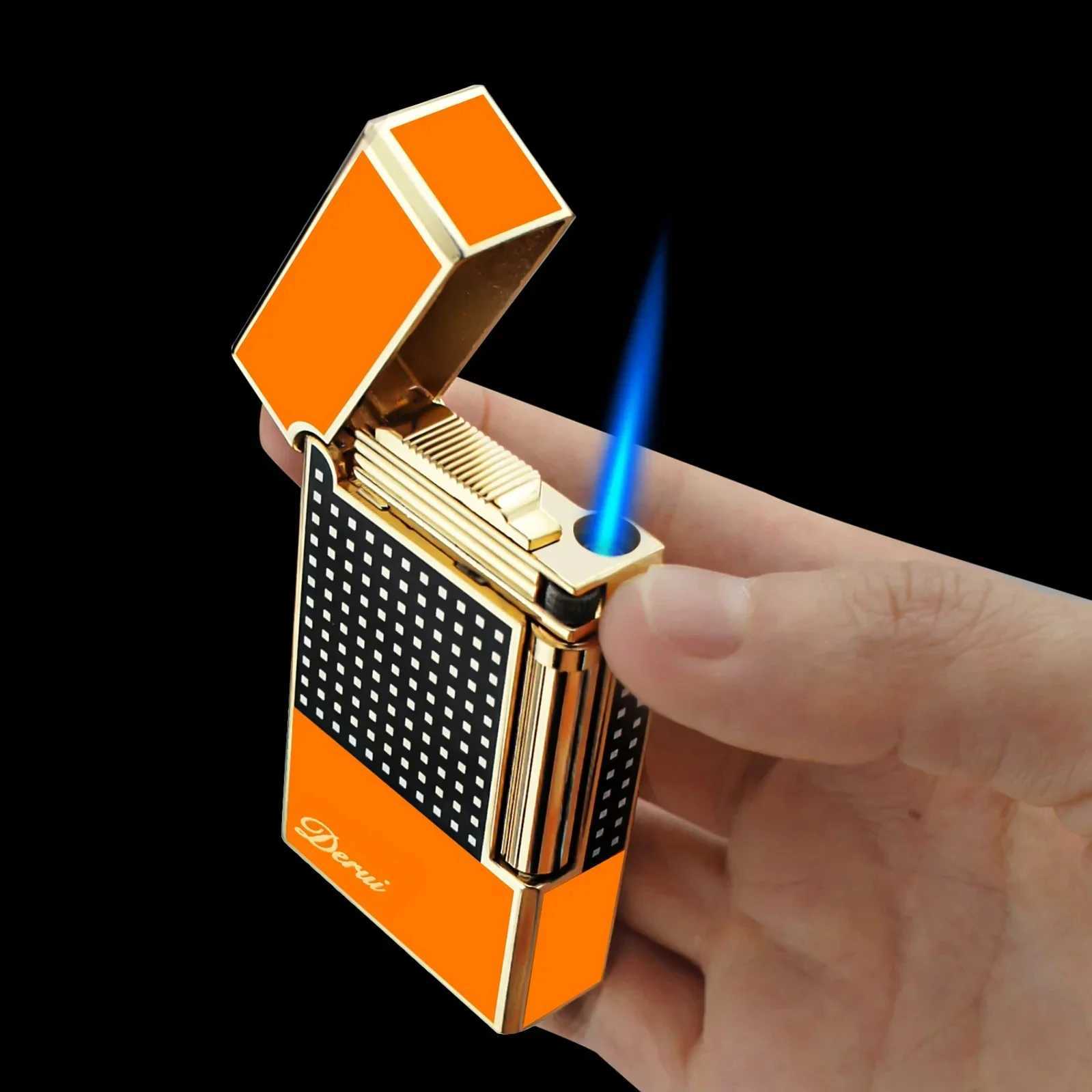 Cigar Lighter Torch Jet Blue Flame Refillable Butane Gas Flintstone Lighter with Cigar Punch Cigar Accessories for Cigars X250228