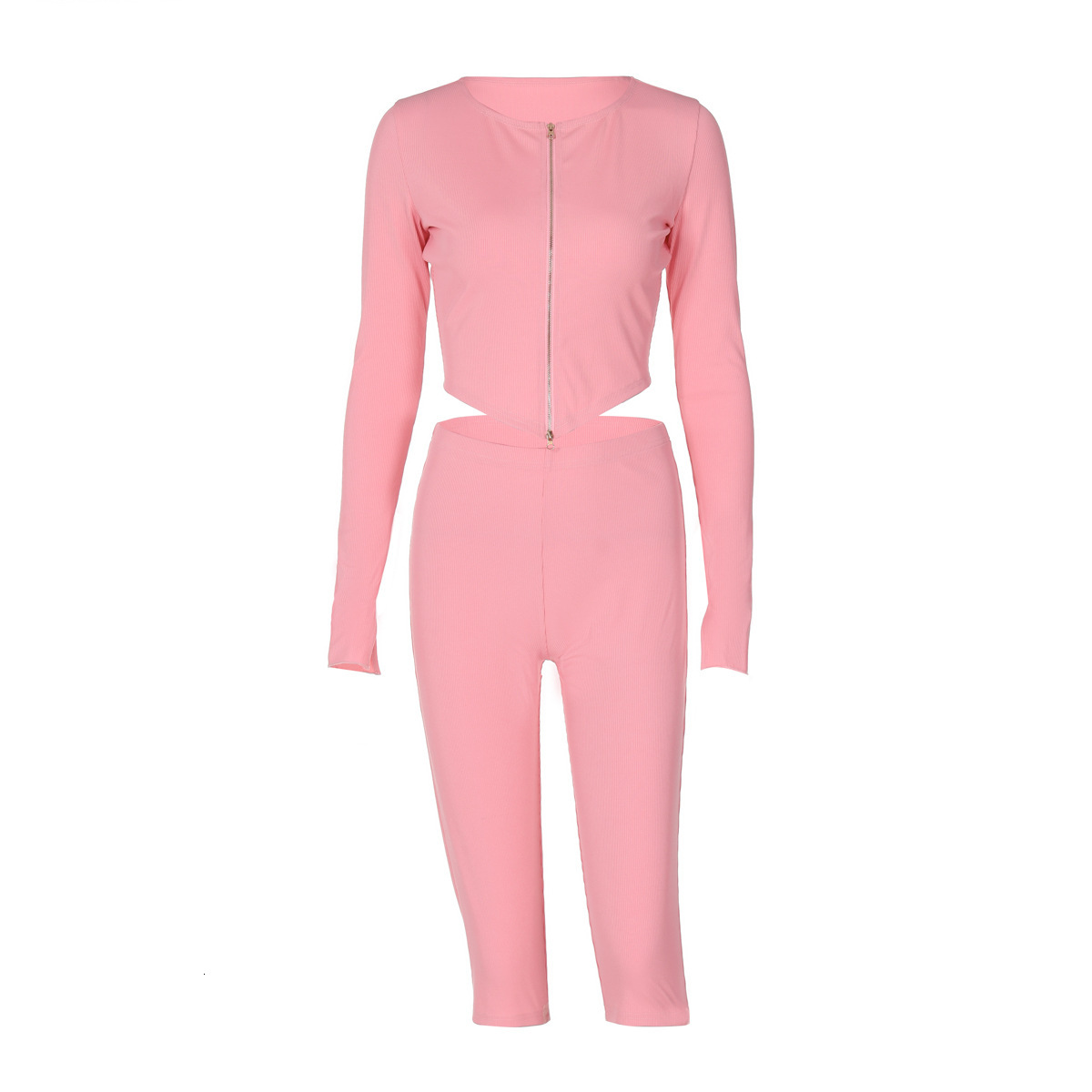 Hot Selling Women's Clothing New Autumn New Product Fashionable Cardigan Zipper Top Slim Casual Shorts Set