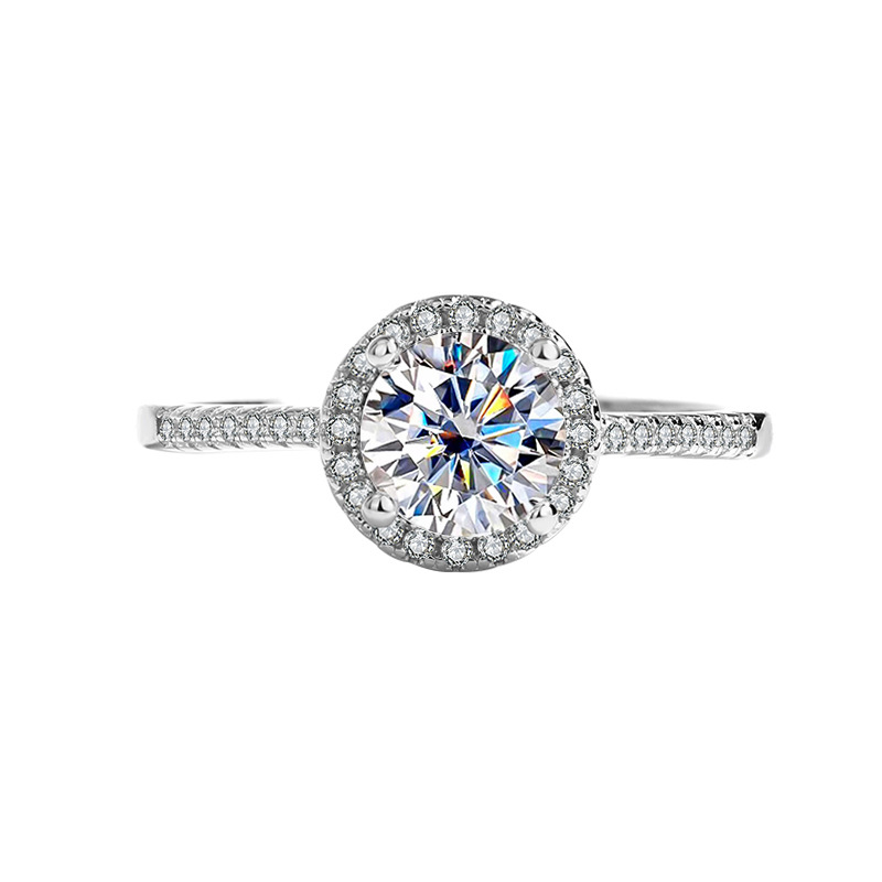2025 Gorgeous Designer Luxury Jewelry Wedding Rings Real 100% 925 Sterling Silver Round Cut White Moissanite Diamond Elegant Party Women Engagement Cr