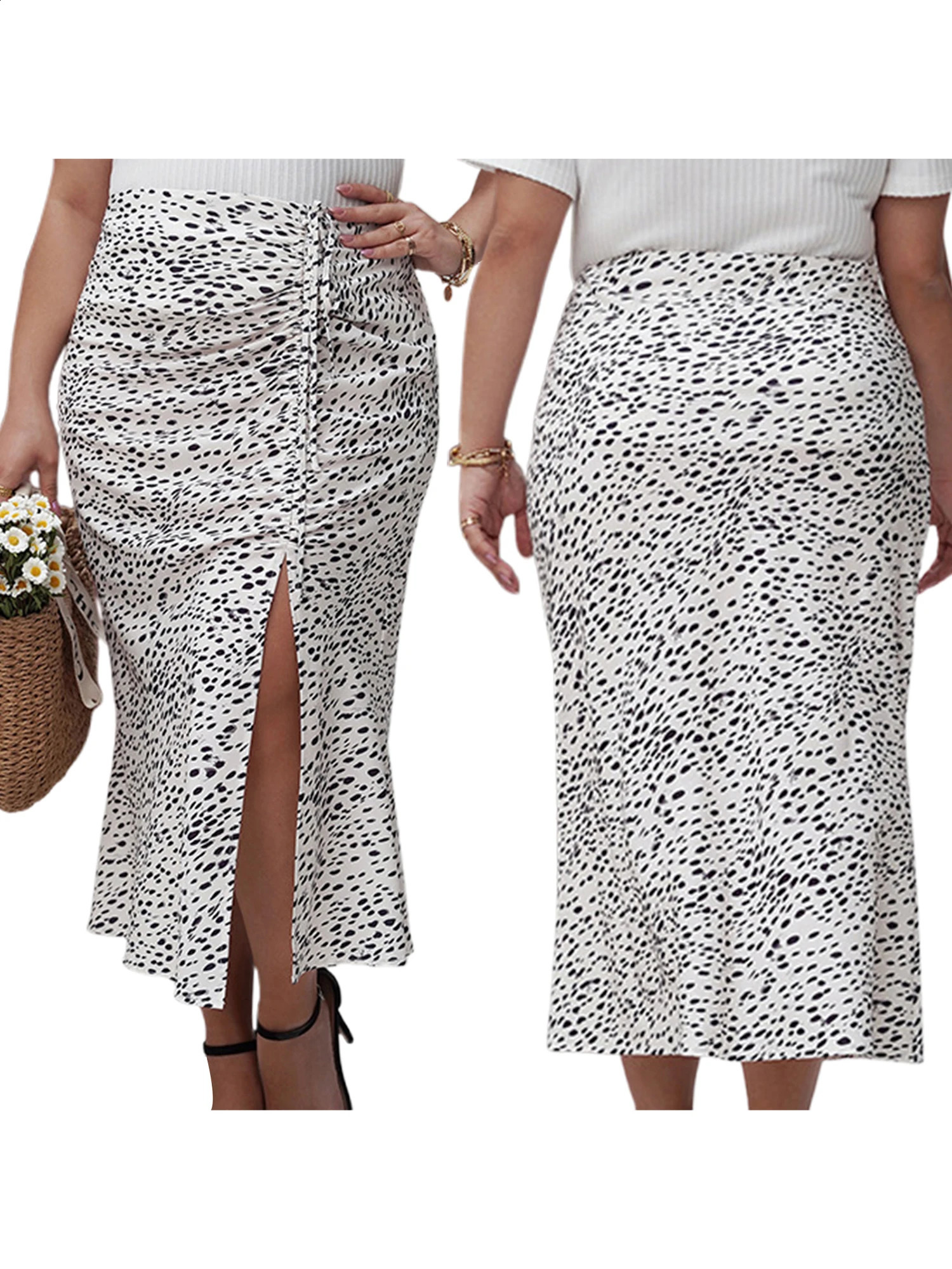 Women s Zebra Print Maxi Skirt with High Waist and Side Split Adjustable Drawstring A-Line Skirt in Plus Size for a Flattering 250224