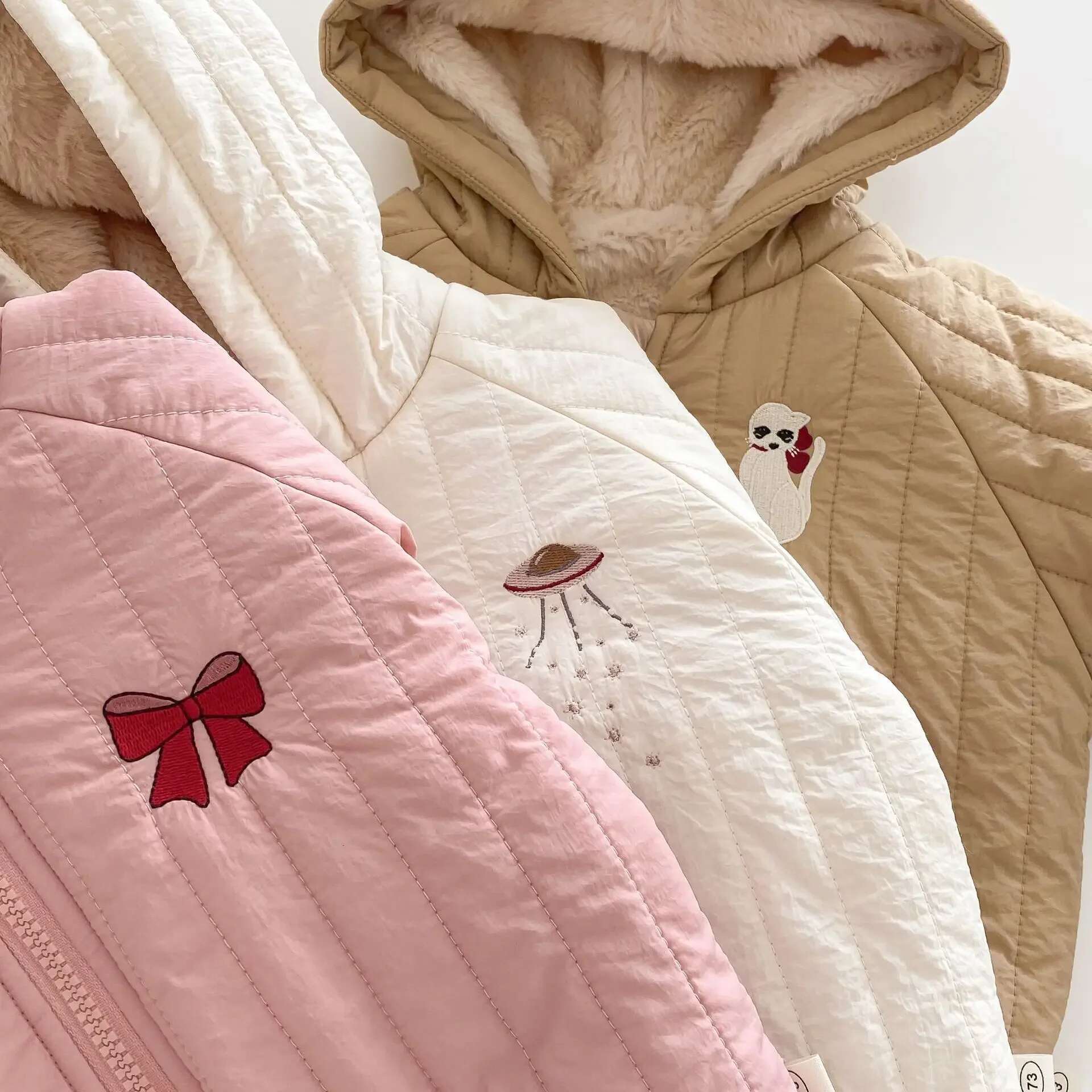 Ddmyshoesvip Winter New In Kids Baby Girls Boys Thicken Plush Warm Top Outwear Children Hooded Cartoon Zipper Jacket