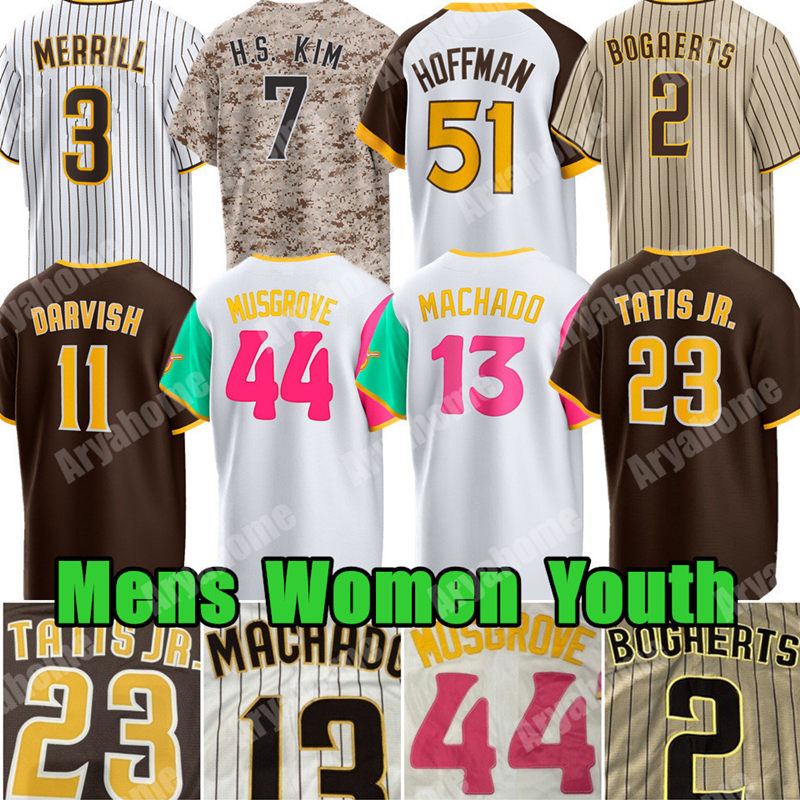 Fernando Tatis Jr. Jackson Merrill Baseball Jersey Manny Machado Ha-Seong Kim Padres Yu Darvish Jake Cronenworth Xander Bogaerts Joe Musgrove Wandy Peralta Hoffman