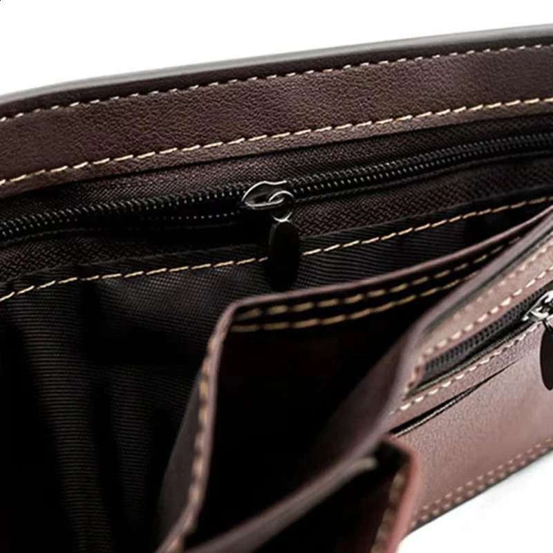 Mens wallet zipper coin pocket ultra-thin card clip mens wallet high-quality PU leather mens wallet 250228