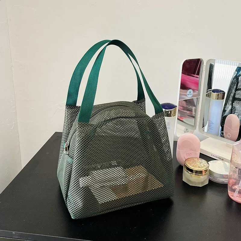 Women Men Makeup Storage Bag Case Large Capacity Zipper Cosmetic Mesh Bag Travel Tote Swimming Beach Wash Toiletry Bag 250305