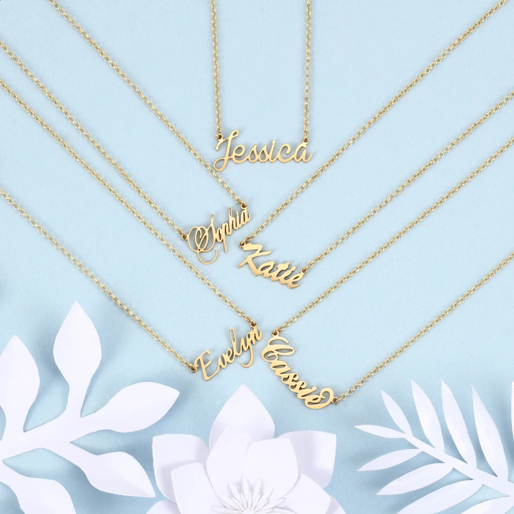 925 Sterling Silver Personalized Nameplate Letter Necklace Custom Name Pendants for Women Birthday Christmas Gift for Mother Mom 250222