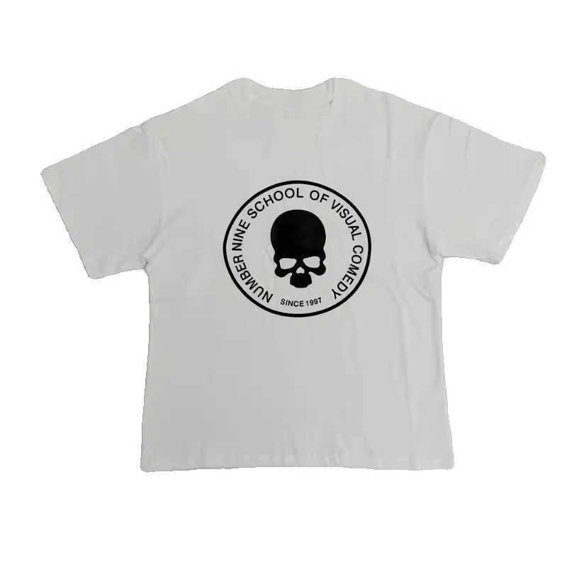 2024 Number Nine 04S Skull Print Y2K Printed Short Sleeve T-shirt Men and Women Dark European and American Top T High QualityT250228