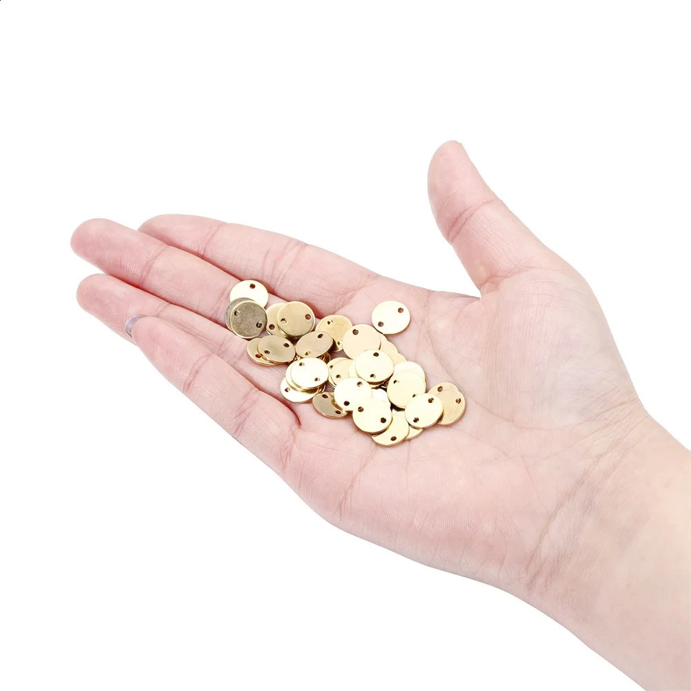 50-200pcs Custom Order Laser Engraved Stainless Steel Charms Personalized Round Custom Round Disc Jewelry Tags 250222
